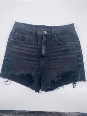 American Eagle 90’s Highest Rise Black Distressed Denim Jean Shorts